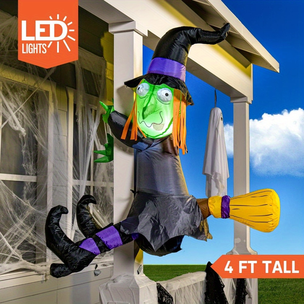 Neon Sign Party - 4FT Halloween Inflatable Witch with Build-in