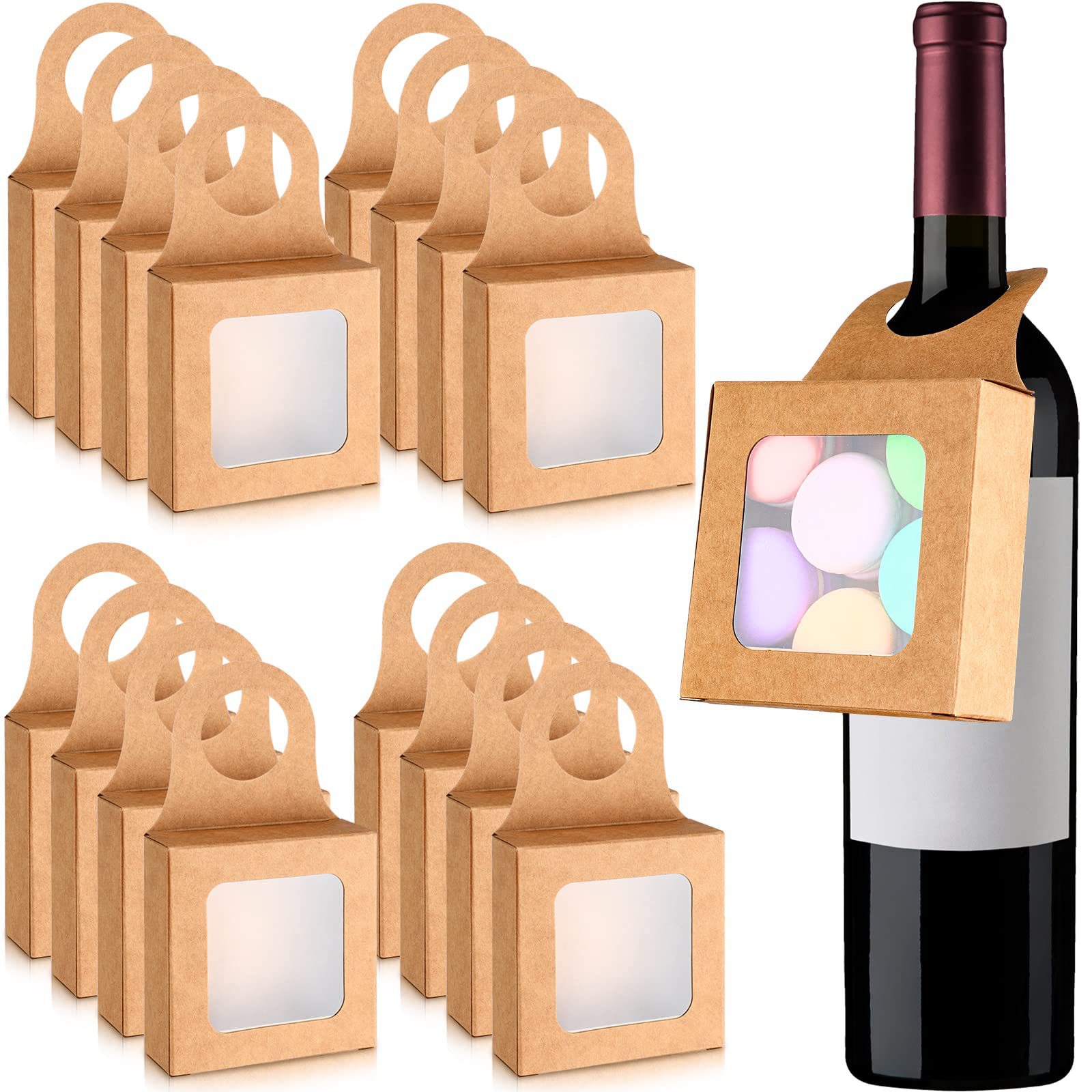 Event Party Box - 20PCS Kraft Paper Red Wine Gift