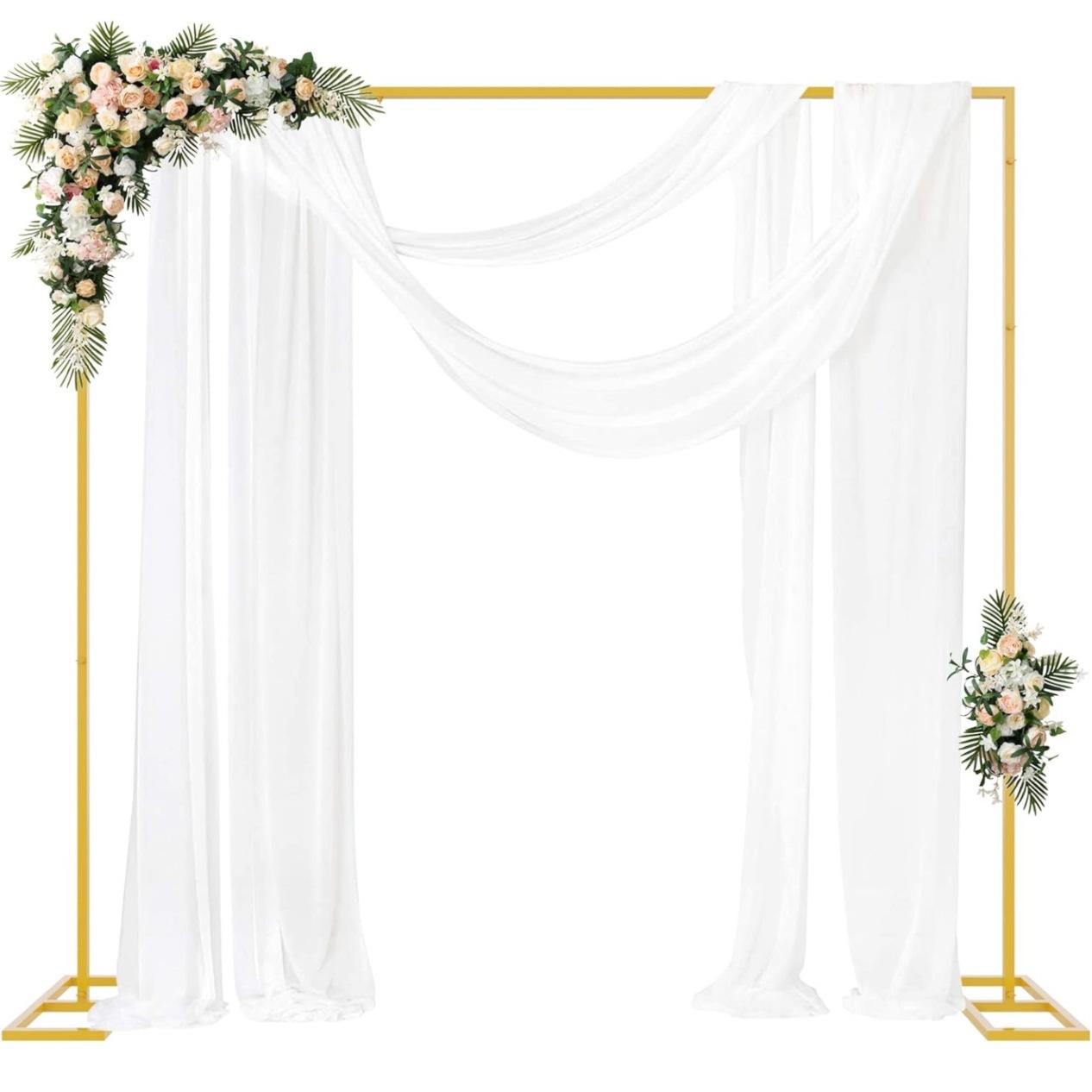 Party Banner Gold - Gold Metal Square Backdrop Stand 8.2x8.2FT