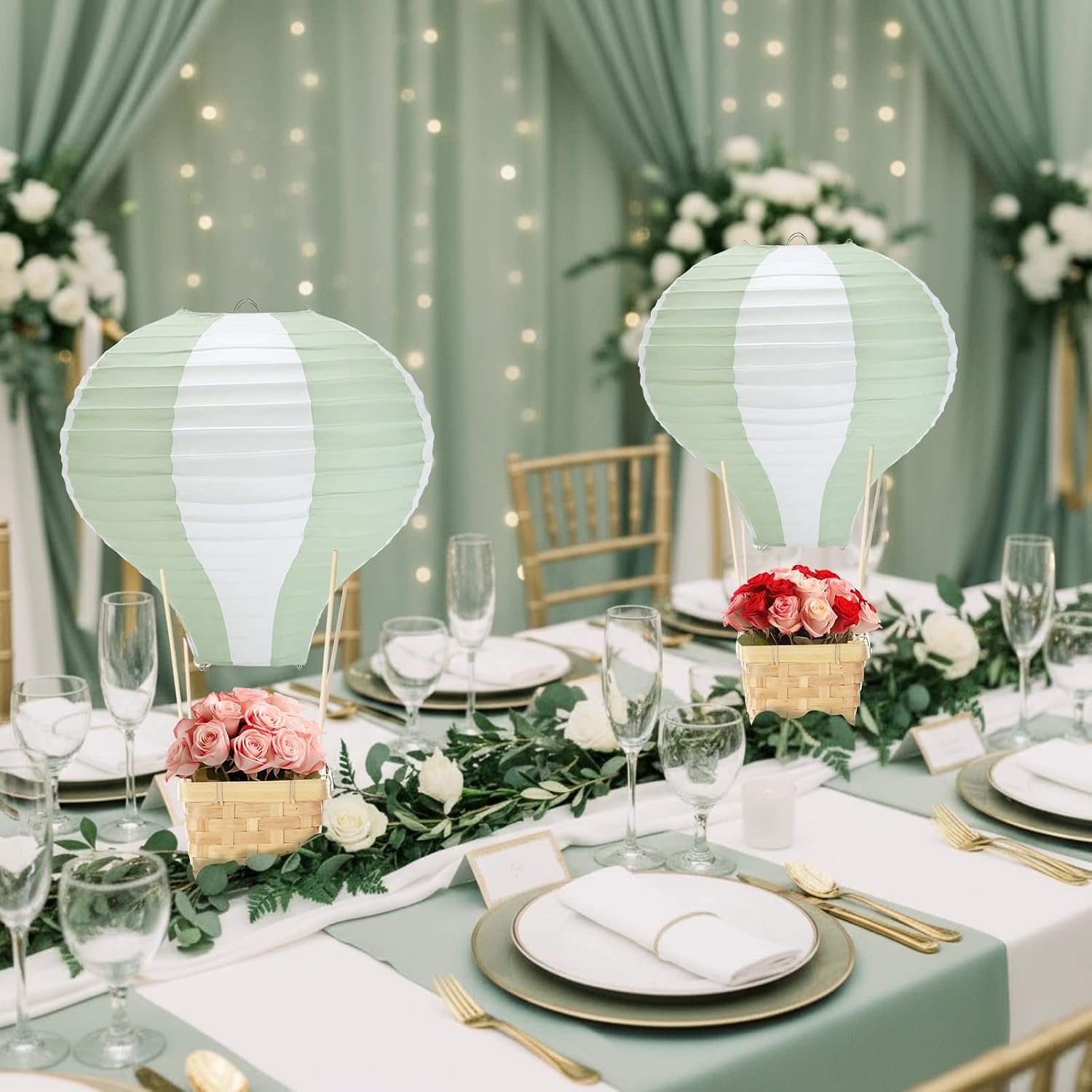 6-24PCS Sage Paper Lanterns Bi - đánh giá và giá Centerpiece Stick