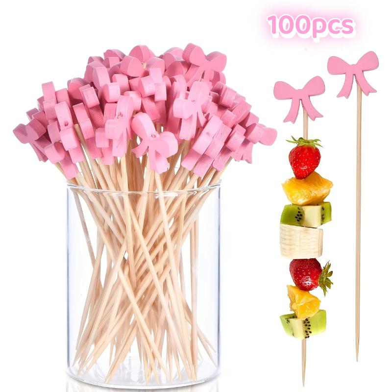(BF06)100pc Bow Wooden Cocktai - đánh giá và giá Centerpiece Stick