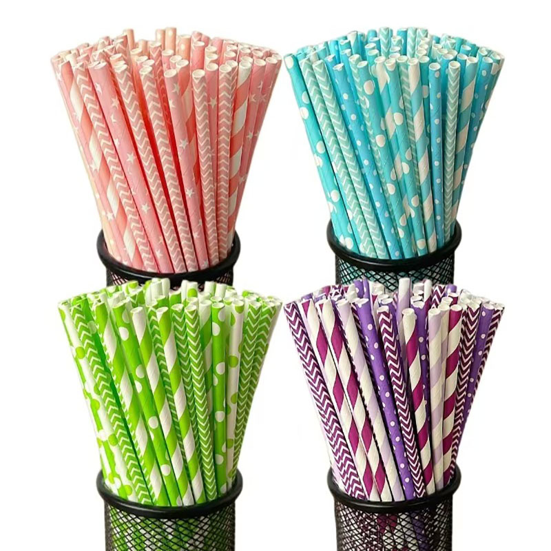 100 disposable biodegradable s - đánh giá và giá Paper Straw Color