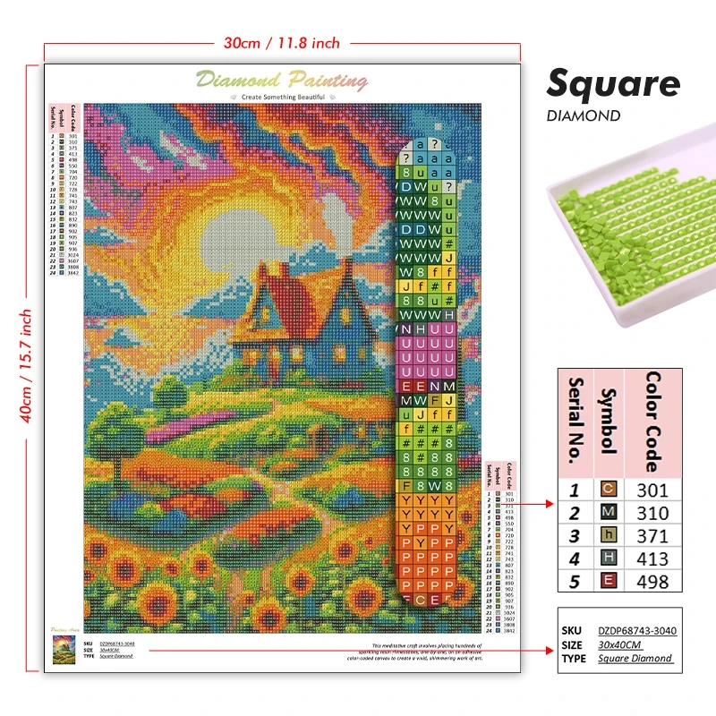 Diamond Painting Flower Field  - đánh giá và giá Paper Straw Color