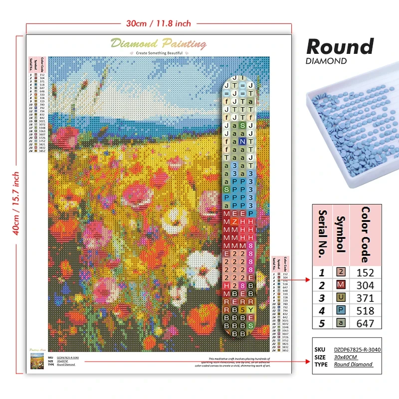 Diamond Painting Flower Field  - đánh giá và giá Paper Straw Color