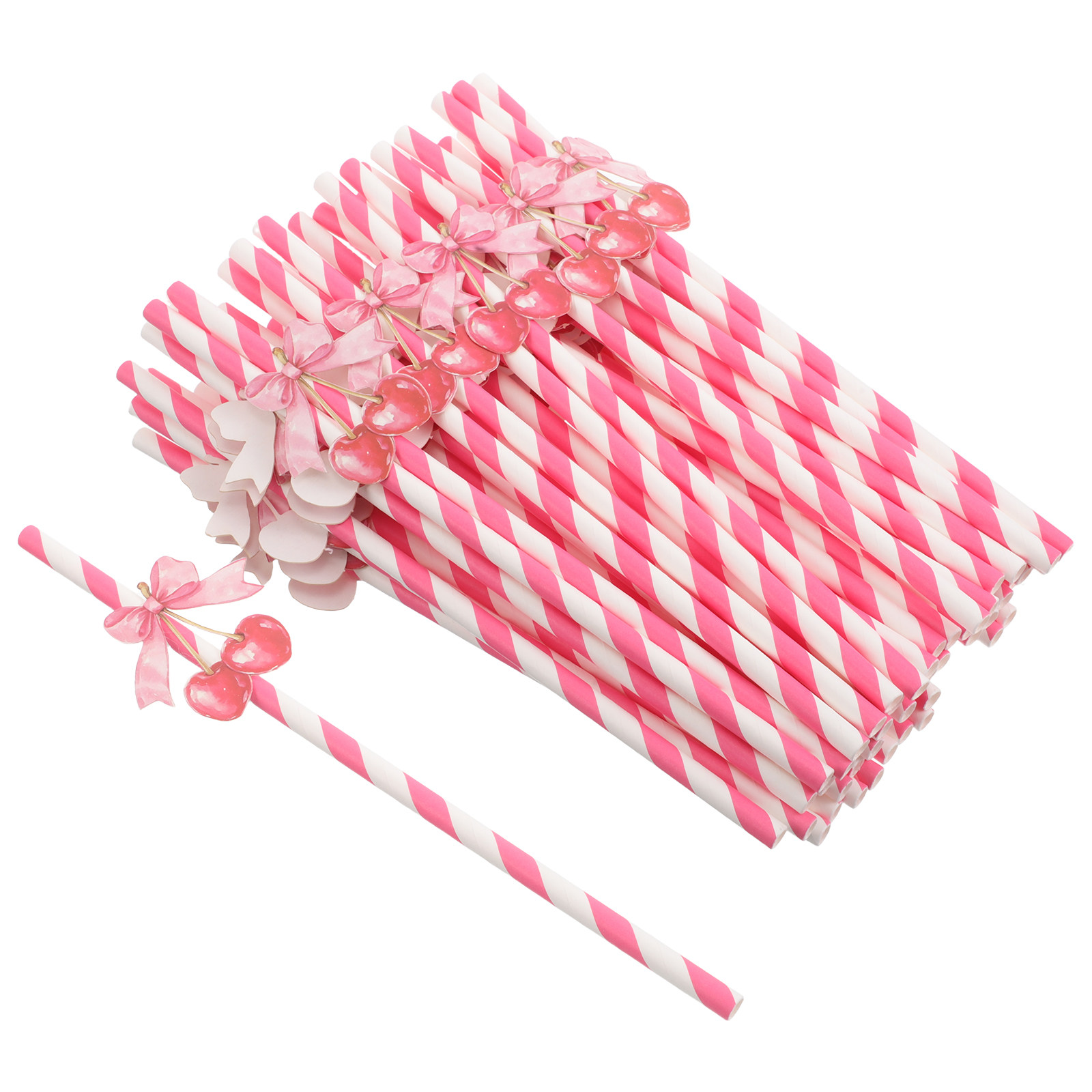 50Pcs Cherry Themed Paper Stra - đánh giá và giá Paper Straw Color