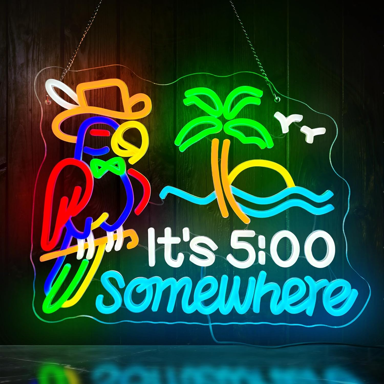 Tiki Bar Parrot Palm Tree Neon - đánh giá và giá Neon Sign Party