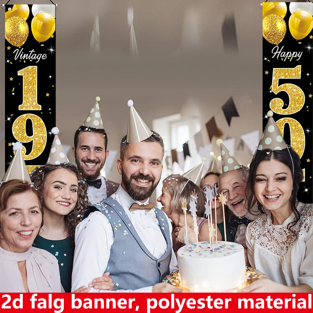 2D Flat Banner, 2PC Birthday B - đánh giá và giá Party Banner Gold