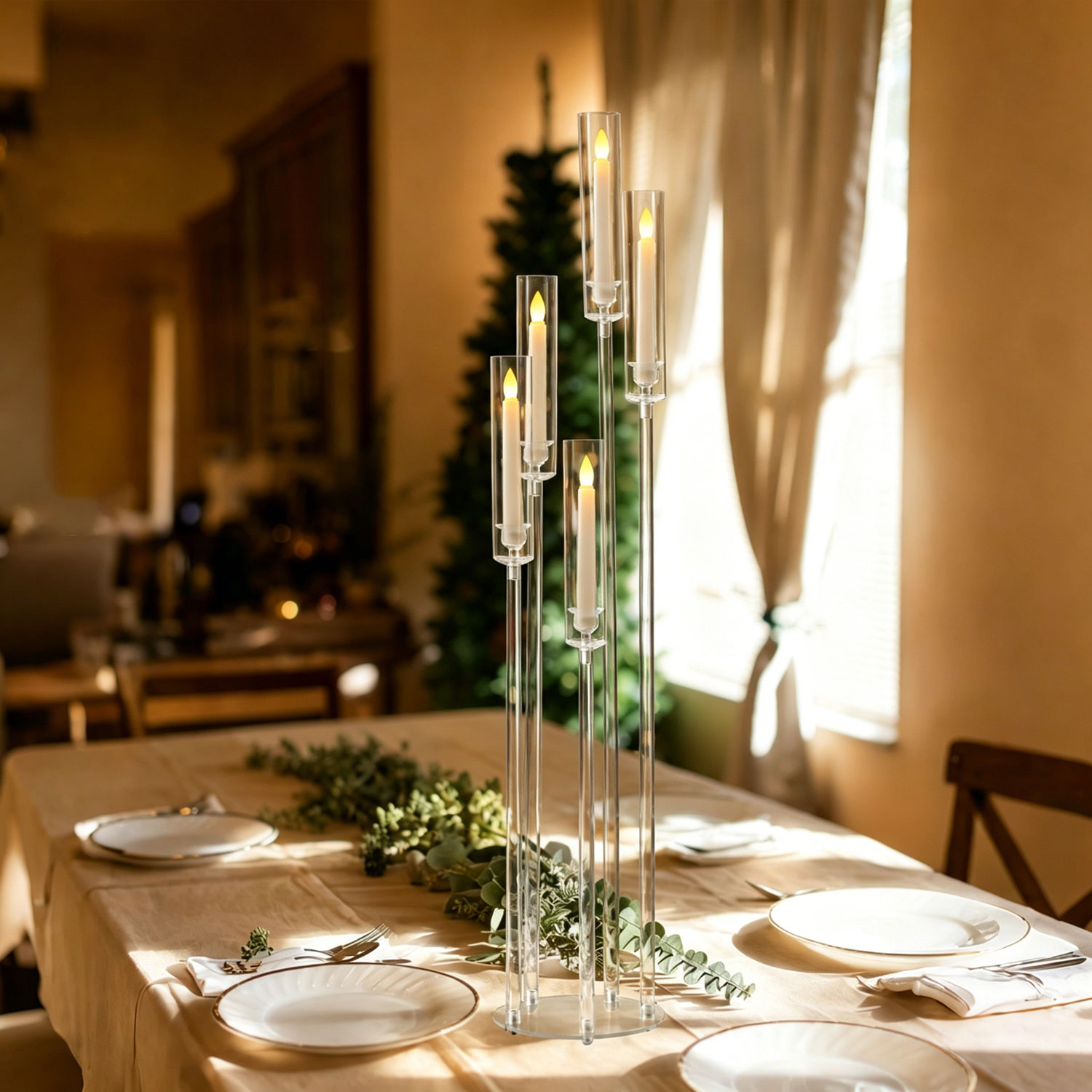 Acrylic Candelabra 5 Arm Tall  - đánh giá và giá Centerpiece Stick