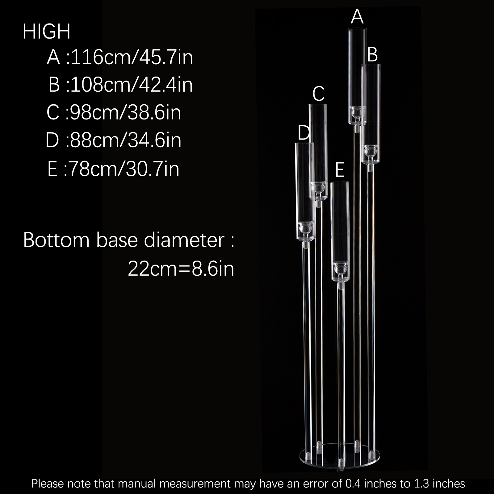 Acrylic Candelabra 5 Arm Tall  - đánh giá và giá Centerpiece Stick